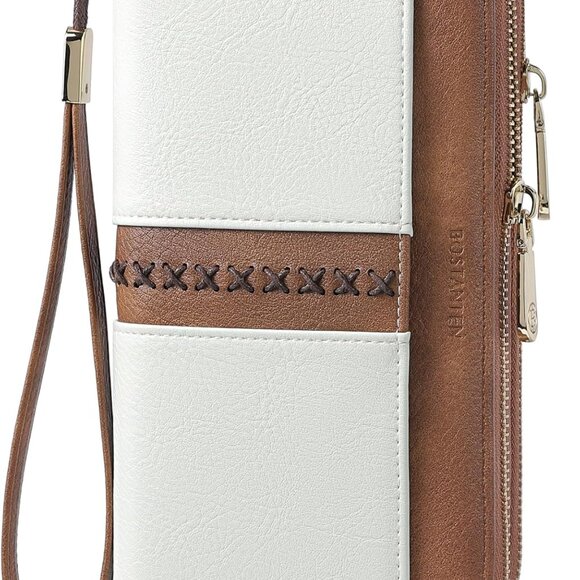 Wallets for Women Leather RFID Double Zipper Around Credit Card Holder Large Cap